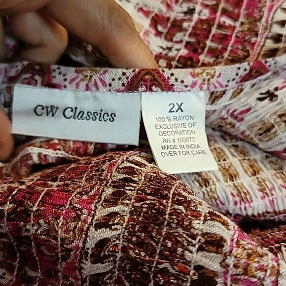 CW Classics New Smocked Boho Dress Size 2X Maxi NWOT - Picture 5 of 5